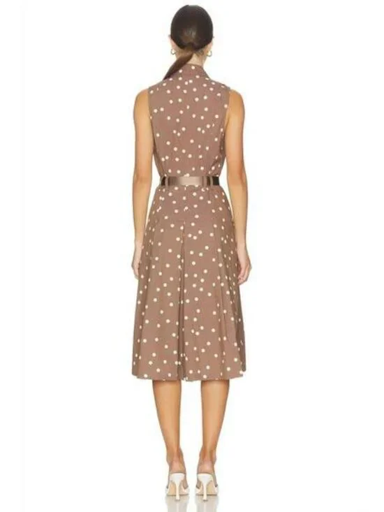 NEW L'AGENCE kylo belted midi shirt dress in cardamom polka dot - Picture 3 of 4
